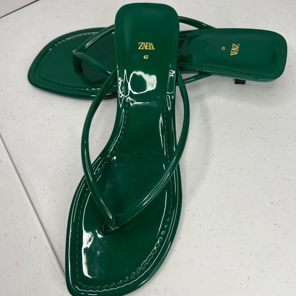 Zara Emerald Green Sandal Mini Heels